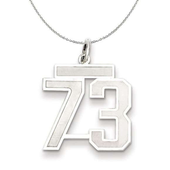 Sterling Silver, Jersey Collection, Medium Number 73 Necklace - 18 In